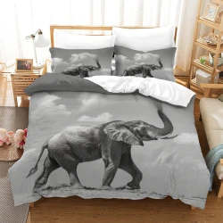 Elefante Copripiumino Stampato 3D Morbido 3 Pezzi Biancheria da Letto per Ragazzi Ragazze