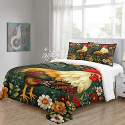 Coq Housse de Couette Imprimée 3D Douce 3 Pièces Literie Garçons Filles