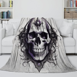 Crâne Plaid en Polaire Imprimé 3D Couverture Douce Confortable pour Canapé Lit Bureau