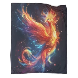 Phénix Plaid en Polaire Imprimé 3D Couverture Douce Confortable pour Canapé Lit Bureau