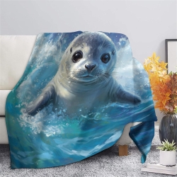 Seal 3D Printed Fleece Throw Blanket Soft Cozy Blanket for Couch Sofa Bed Office