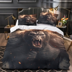 Gorille Housse de Couette Imprimée 3D Douce 3 Pièces Literie Garçons Filles