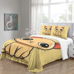Chat Housse de Couette Imprimée 3D Douce 3 Pièces Literie Garçons Filles