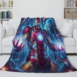 Avengers Iron Man Plaid en Polaire Imprimé 3D Couverture Douce Confortable pour Canapé Lit Bureau