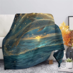 Delfin 3D Gedruckte Fleece-Decke Weiche Gemütliche Decke für Sofa Bett Büro