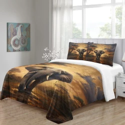 Éléphant Housse de Couette Imprimée 3D Douce 3 Pièces Literie Garçons Filles