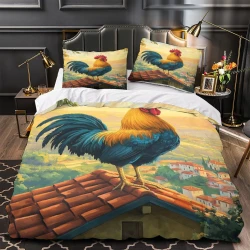 Coq Housse de Couette Imprimée 3D Douce 3 Pièces Literie Garçons Filles
