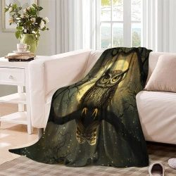 Hibou Plaid en Polaire Imprimé 3D Couverture Douce Confortable pour Canapé Lit Bureau