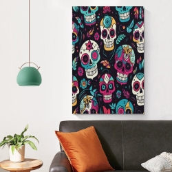 Calavera Pintura en lienzo sin marco, impresiones de pósters arte pared para decoración hogar dormitorio oficina