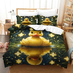 Canard Housse de Couette Imprimée 3D Douce 3 Pièces Literie Garçons Filles