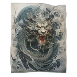 oriental Dragon Plaid en Polaire Imprimé 3D Couverture Douce Confortable pour Canapé Lit Bureau