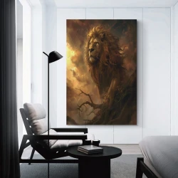 Lion Peinture sur toile sans cadre, impressions posters art mural pour déco maison chambre bureau