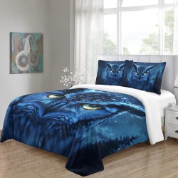 Hibou Housse de Couette Imprimée 3D Douce 3 Pièces Literie Garçons Filles