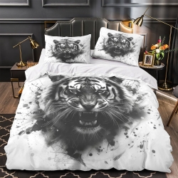 Tigre Housse de Couette Imprimée 3D Douce 3 Pièces Literie Garçons Filles