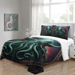 Mythe de l'horreur Cthulhu Housse de Couette Imprimée 3D Douce 3 Pièces Literie Garçons Filles