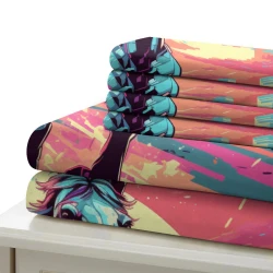 Cheval Housse de Couette Imprimée 3D Douce 3 Pièces Literie Garçons Filles