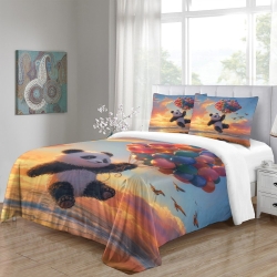 Panda Housse de Couette Imprimée 3D Douce 3 Pièces Literie Garçons Filles