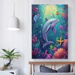 Dauphin Peinture sur toile sans cadre, impressions posters art mural pour déco maison chambre bureau