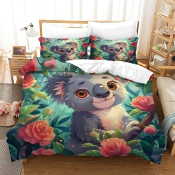 Koala Housse de Couette Imprimée 3D Douce 3 Pièces Literie Garçons Filles
