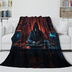 Hacker Coperta in Pile Stampata 3D Morbida e Confortevole per Divano Letto Ufficio