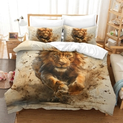 Lion Housse de Couette Imprimée 3D Douce 3 Pièces Literie Garçons Filles