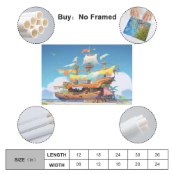 Voilier Peinture sur toile sans cadre, impressions posters art mural pour déco maison chambre bureau