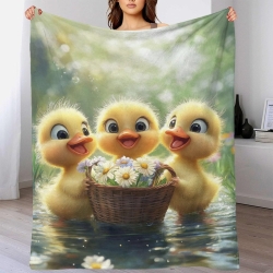Canard jaune Plaid en Polaire Imprimé 3D Couverture Douce Confortable pour Canapé Lit Bureau