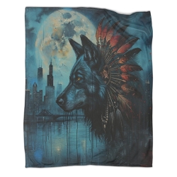 Loup Plaid en Polaire Imprimé 3D Couverture Douce Confortable pour Canapé Lit Bureau