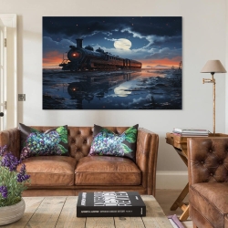 Train à vapeur Peinture sur toile sans cadre, impressions posters art mural pour déco maison chambre bureau