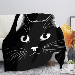 Cute Chat Plaid en Polaire Imprimé 3D Couverture Douce Confortable pour Canapé Lit Bureau