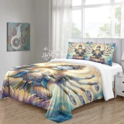 Bouddha Housse de Couette Imprimée 3D Douce 3 Pièces Literie Garçons Filles