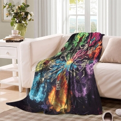 Crâne Plaid en Polaire Imprimé 3D Couverture Douce Confortable pour Canapé Lit Bureau