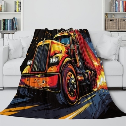 Gros camion Plaid en Polaire Imprimé 3D Couverture Douce Confortable pour Canapé Lit Bureau