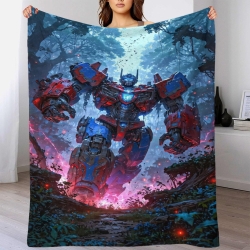 Transformers Optimus Prime Plaid en Polaire Imprimé 3D Couverture Douce Confortable pour Canapé Lit Bureau