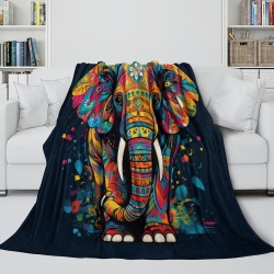 Éléphant Plaid en Polaire Imprimé 3D Couverture Douce Confortable pour Canapé Lit Bureau