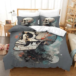 Crâne Housse de Couette Imprimée 3D Douce 3 Pièces Literie Garçons Filles