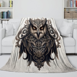 Hibou Plaid en Polaire Imprimé 3D Couverture Douce Confortable pour Canapé Lit Bureau