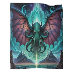 Mythe de l'horreur Cthulhu Plaid en Polaire Imprimé 3D Couverture Douce Confortable pour Canapé Lit Bureau