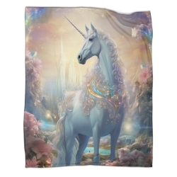 Licorne Plaid en Polaire Imprimé 3D Couverture Douce Confortable pour Canapé Lit Bureau