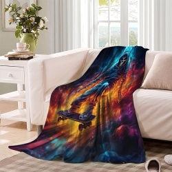 Calavera Manta de Forro Polar Impresa en 3D Suave y Acogedora para Sofá Cama Oficina