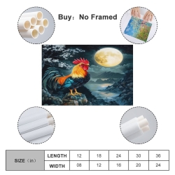 Coq Peinture sur toile sans cadre, impressions posters art mural pour déco maison chambre bureau