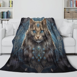 Chat Plaid en Polaire Imprimé 3D Couverture Douce Confortable pour Canapé Lit Bureau