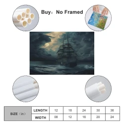 Voilier Peinture sur toile sans cadre, impressions posters art mural pour déco maison chambre bureau