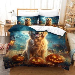 Golden Retriever Housse de Couette Imprimée 3D Douce 3 Pièces Literie Garçons Filles