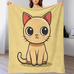 Chat Plaid en Polaire Imprimé 3D Couverture Douce Confortable pour Canapé Lit Bureau