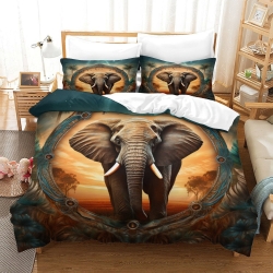 Éléphant Housse de Couette Imprimée 3D Douce 3 Pièces Literie Garçons Filles