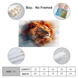 Lion Peinture sur toile sans cadre, impressions posters art mural pour déco maison chambre bureau
