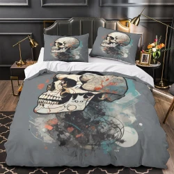 Crâne Housse de Couette Imprimée 3D Douce 3 Pièces Literie Garçons Filles