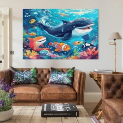 Baleine Peinture sur toile sans cadre, impressions posters art mural pour déco maison chambre bureau