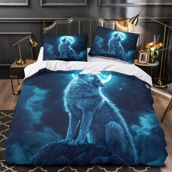 Loup Housse de Couette Imprimée 3D Douce 3 Pièces Literie Garçons Filles